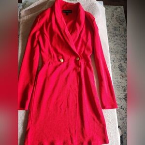 Red Faux Wrap Dress